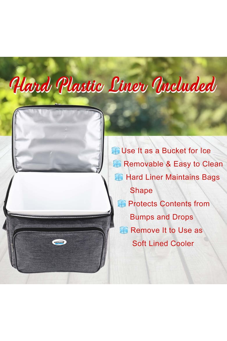 24-Can Insulated Cooler Bag in Gray with Hard Liner, Alternate, color, Grey