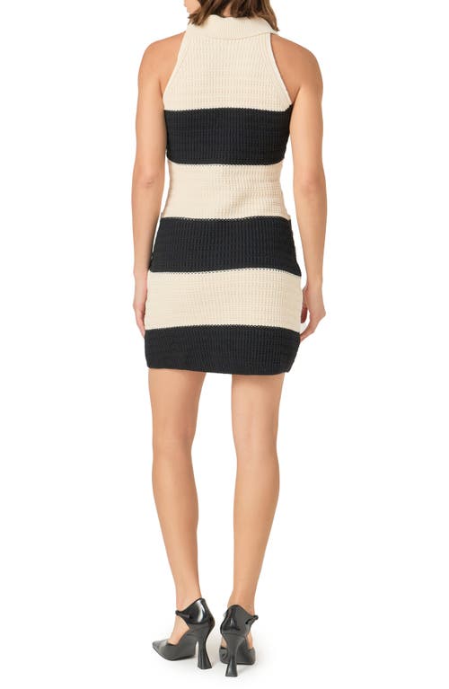 Endless Rose Stripe Cotton Blend Minidress In Cream/black