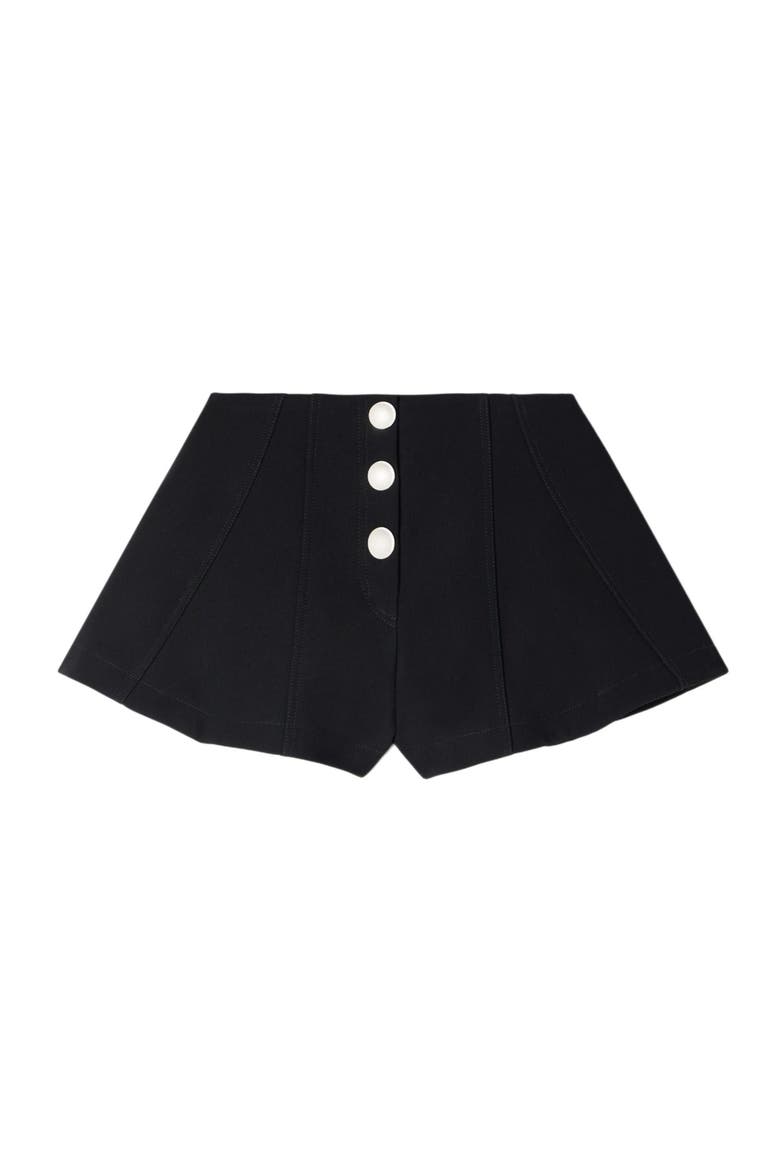 Press-stud flared shorts, Alternate, color, Black