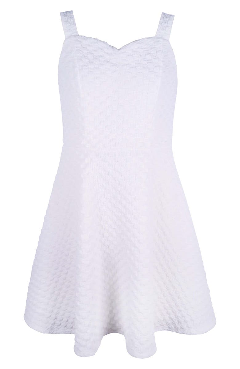 Zunie Kids' Ruched Skater Dress, Main, color, White