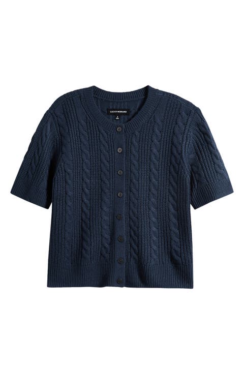Short Sleeve Cable Cardigan