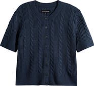 Lucky Brand Short Sleeve Cable Cardigan