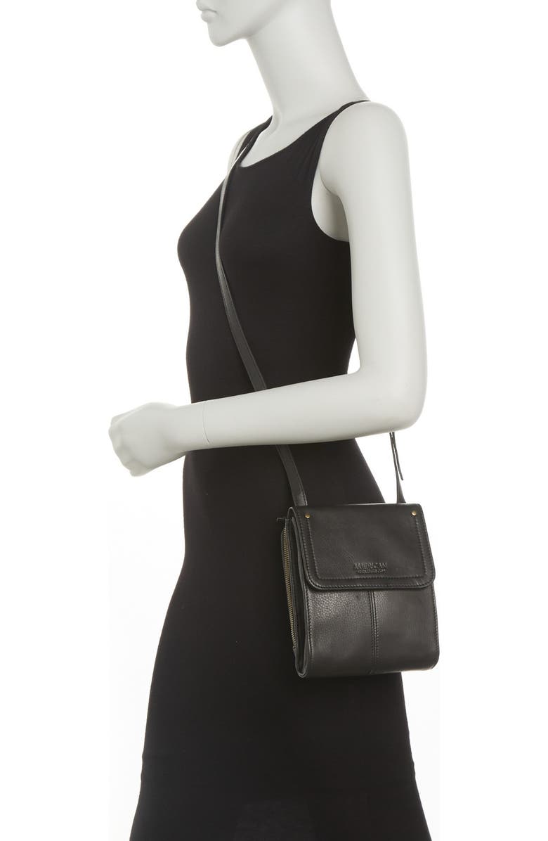 AMERICAN LEATHER CO. Kansas Foldover Crossbody Bag, Alternate, color, Black Smooth