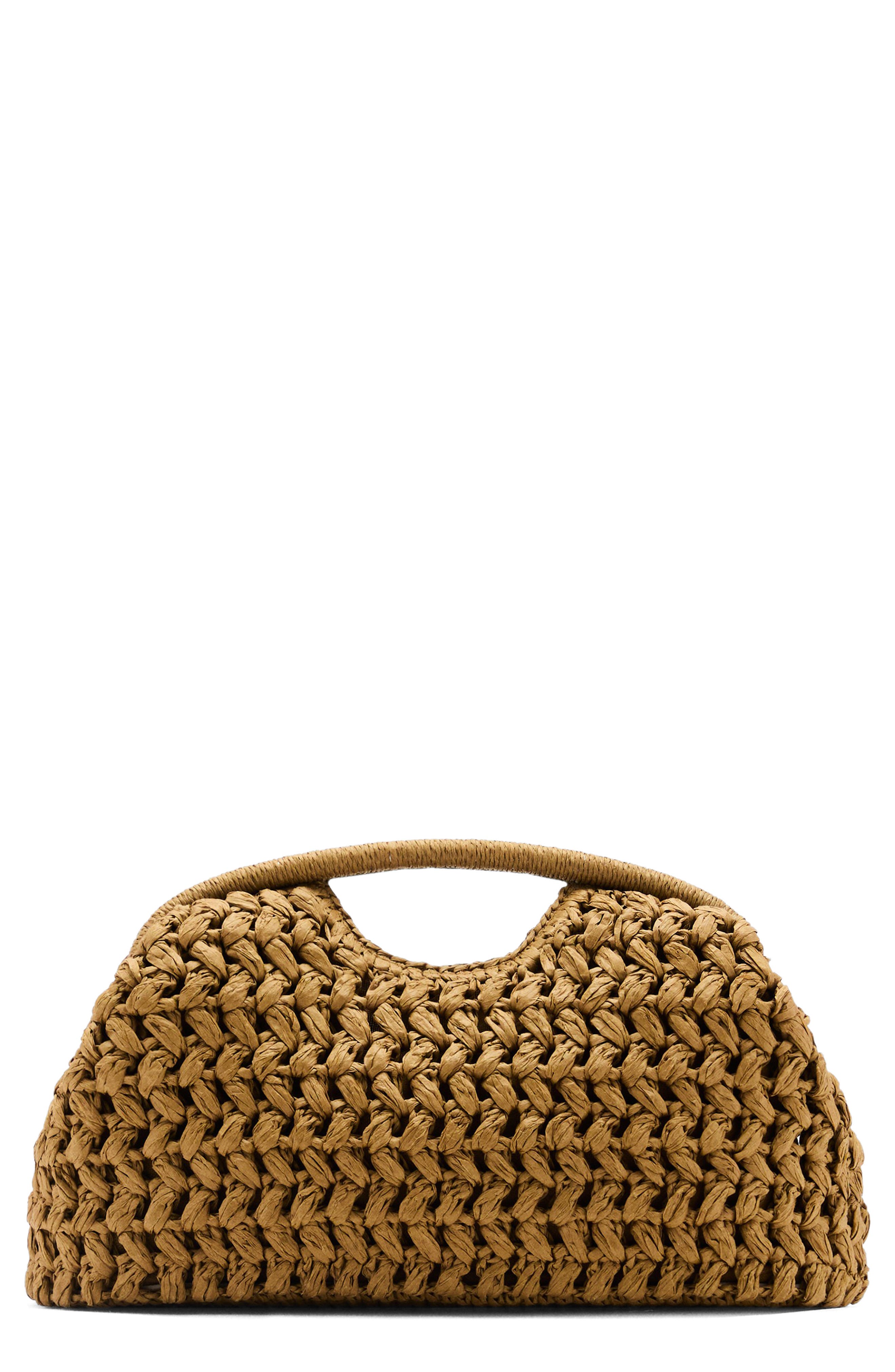 MANGO Natural Fiber Frame Clutch