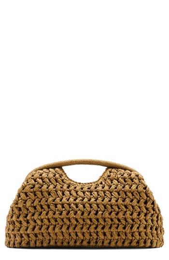 Mango Natural Fiber Frame Clutch In Green