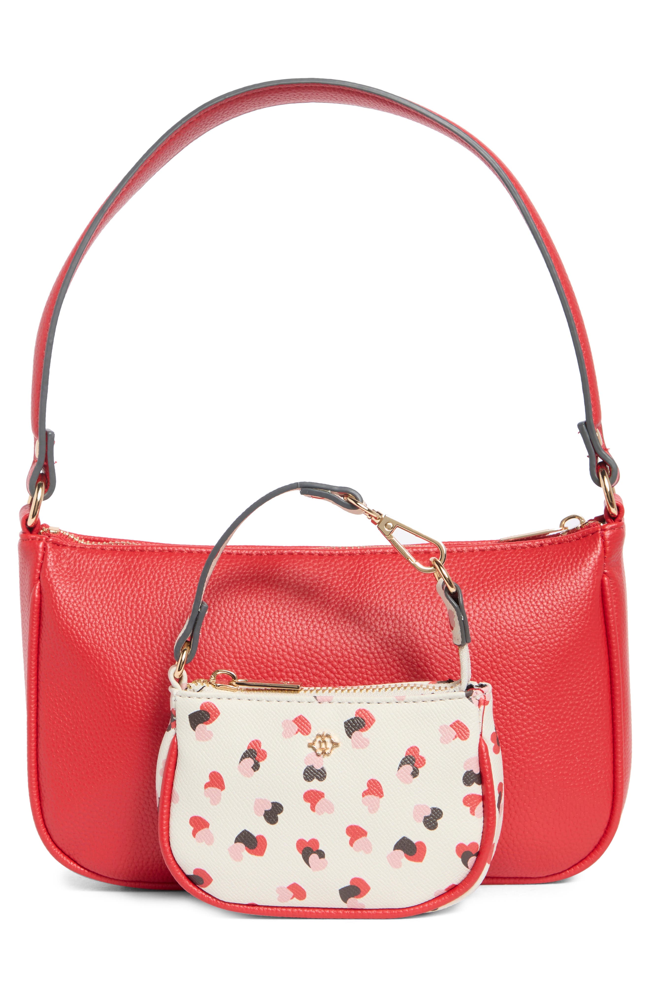 Nanette Lepore Jennah Baguette Shoulder Bag, Alternate, color, Tomato - Heart Flutter