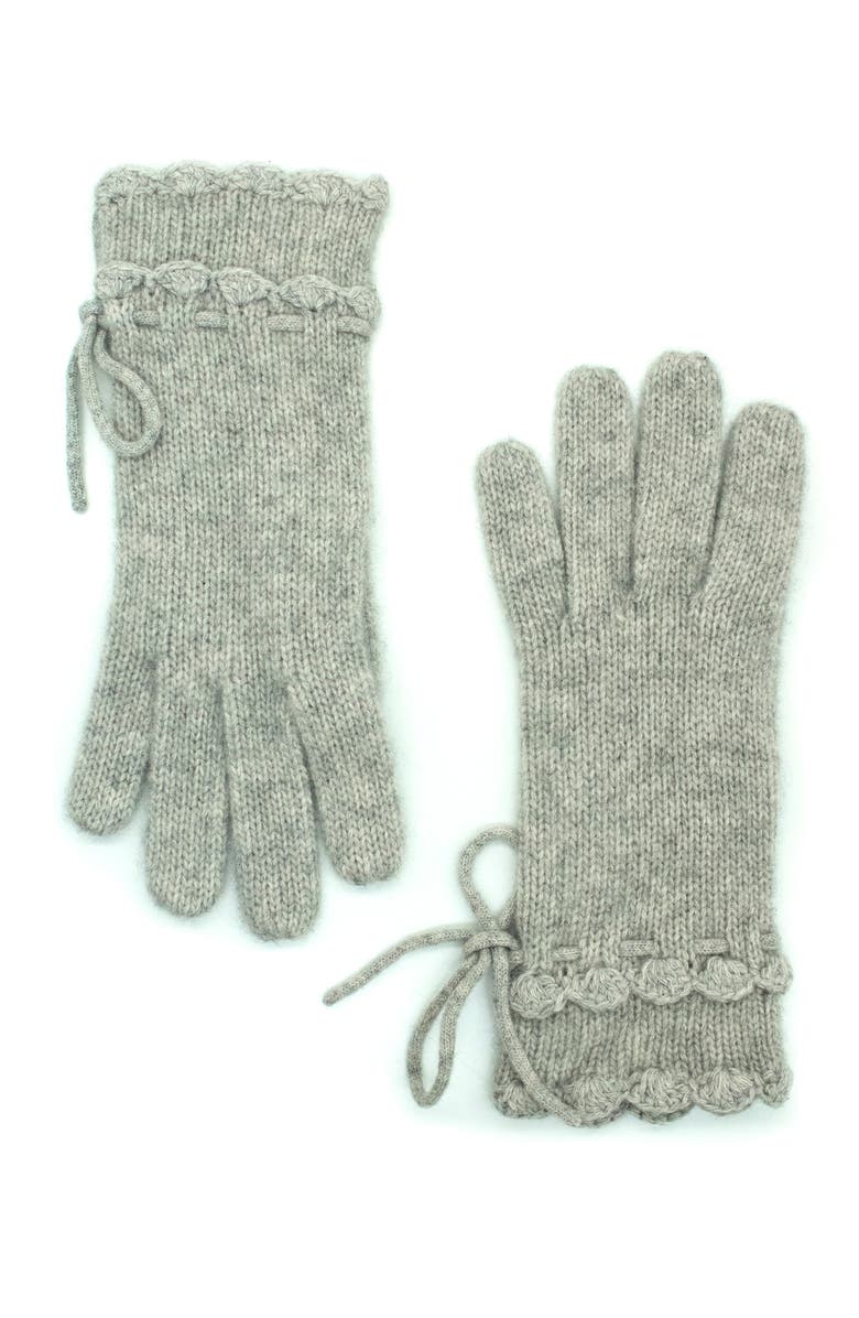 Portolano Cashmere gloves with strings, Main, color, Lt Ht Grey