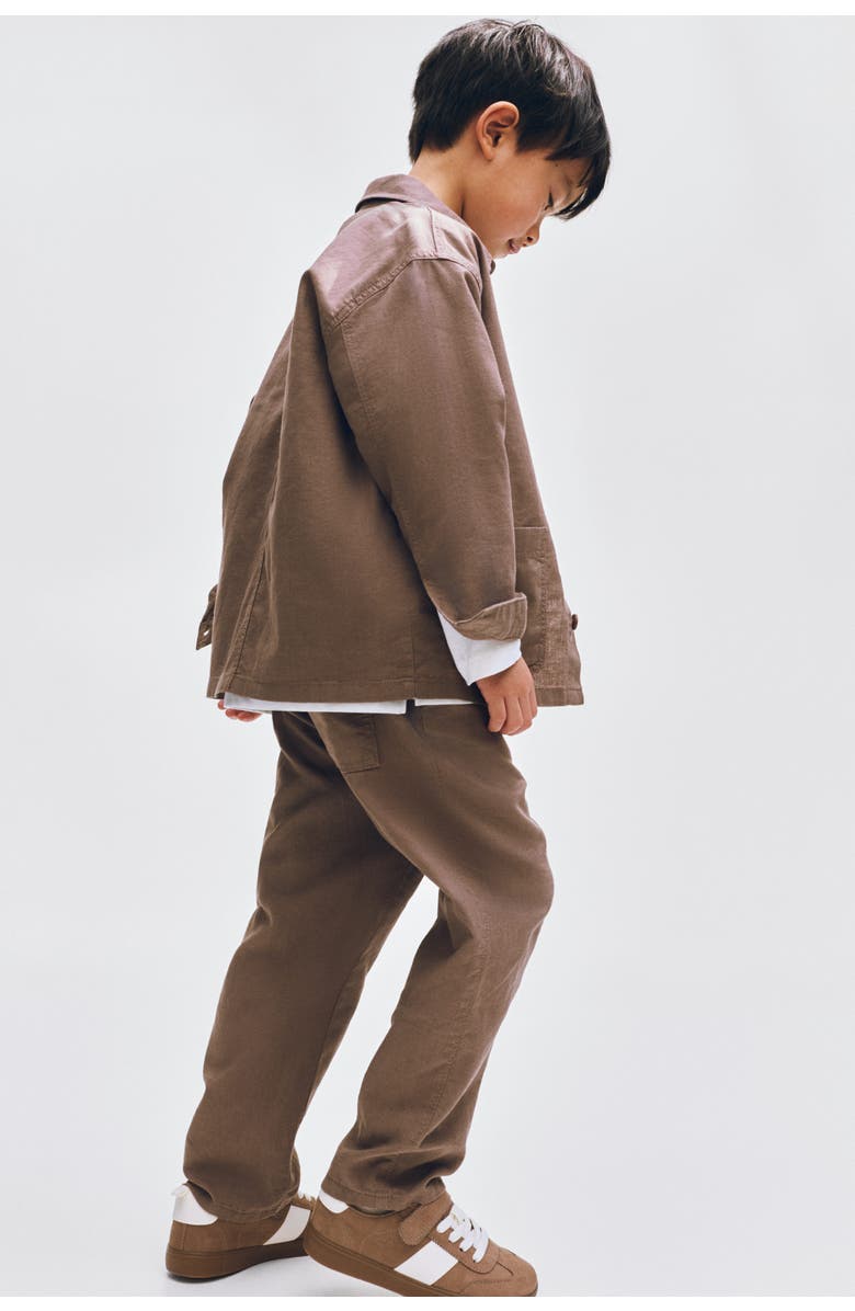 H&M Linen-blend Trousers, Alternate, color, Brown