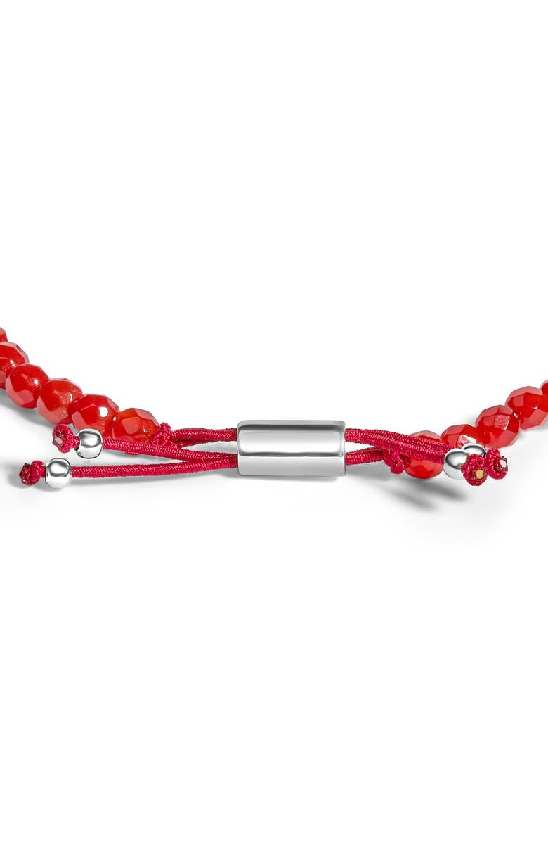 Haus of Brilliance Sterling Silver Red Jasper Bead Station Bracelet with Bolo Clasp, Alternate, color, Silver