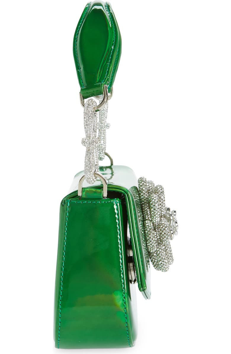 Mach & Mach Carrie Crystal Flower Iridescent Leather Top Handle Bag, Alternate, color,