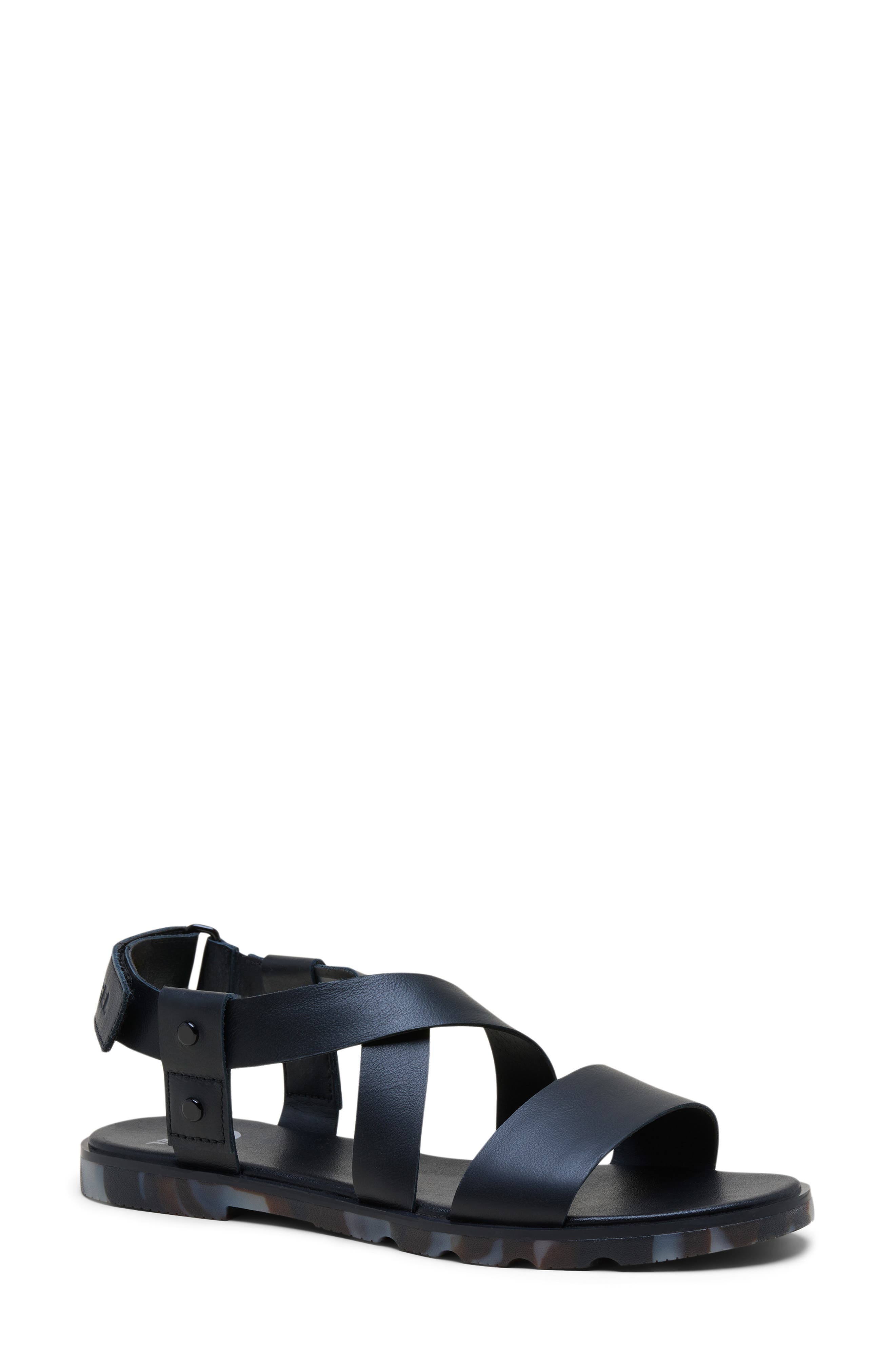 SOREL Ella III Crisscross Sandal, Main, color, Black/ Dark Graphite
