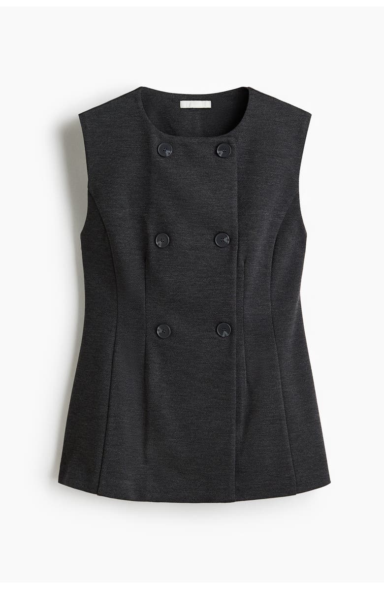 H&M Double-breasted Waistcoat, Alternate, color, Dark Gray Melange