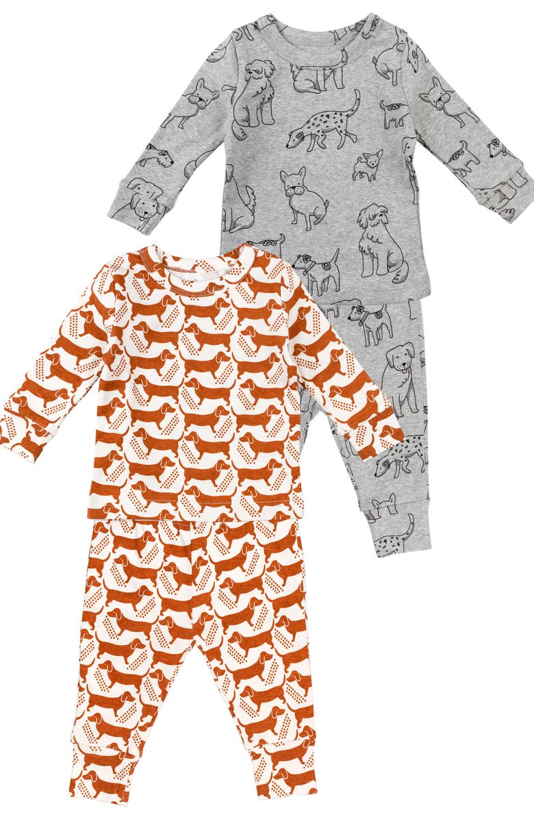 Oliver & Rain 2-Pack Organic Cotton Fitted Two-Piece Pajamas, Main, color, 