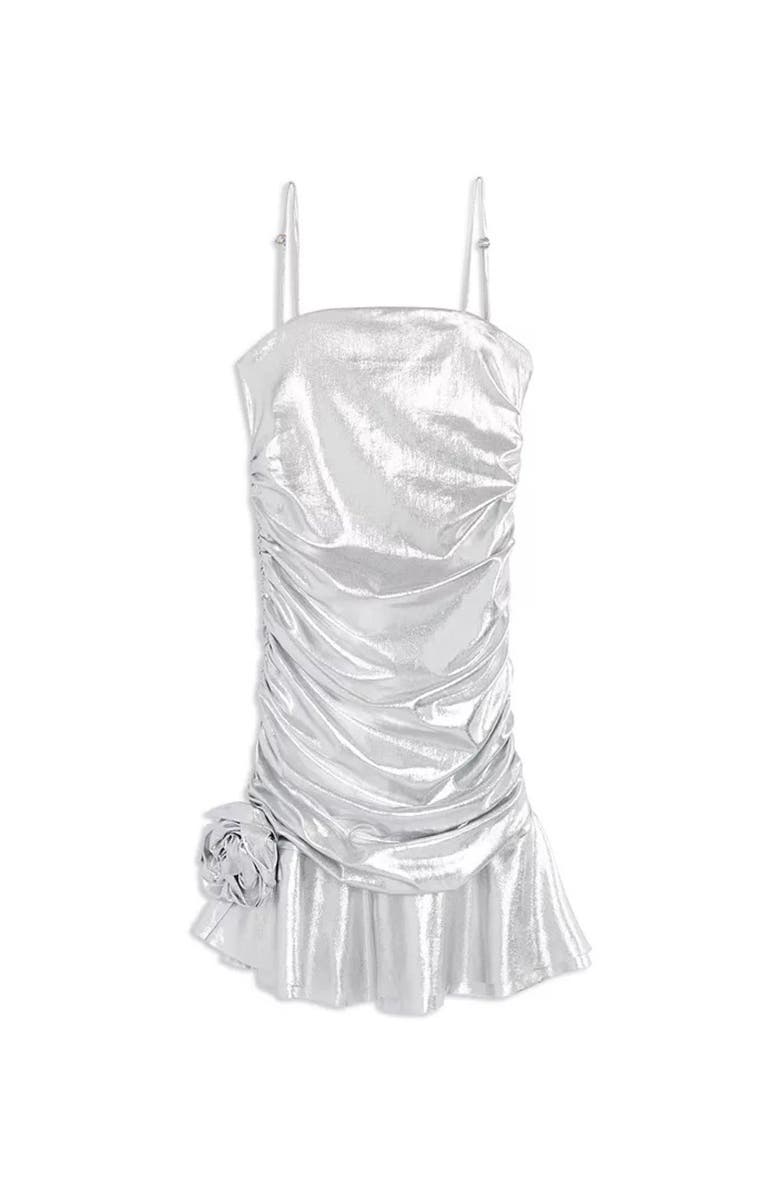 Theme Silvie Silver Lame Ruffle Rose Dress, Main, color, 
