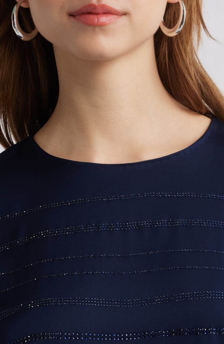 KOBI HALPERIN Rhinestone Stretch Silk Top, Alternate, color, Midnight