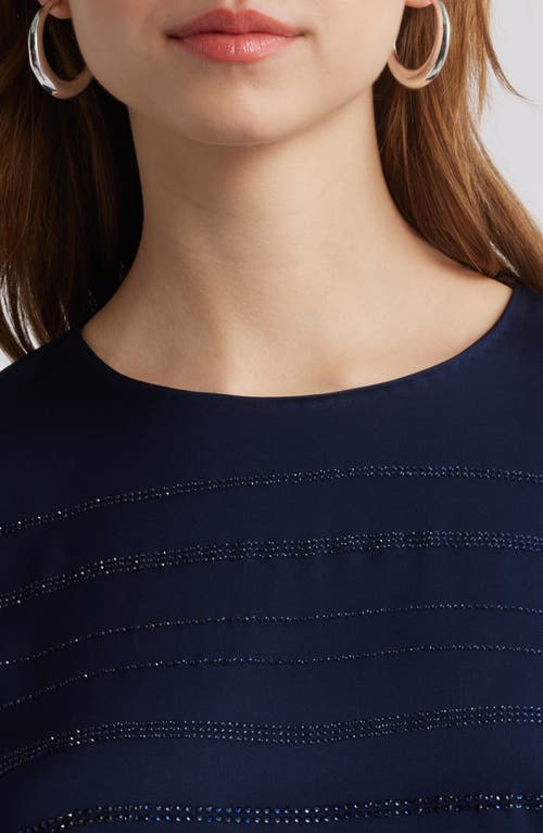 Kobi Halperin Rhinestone Stretch Silk Top In Midnight