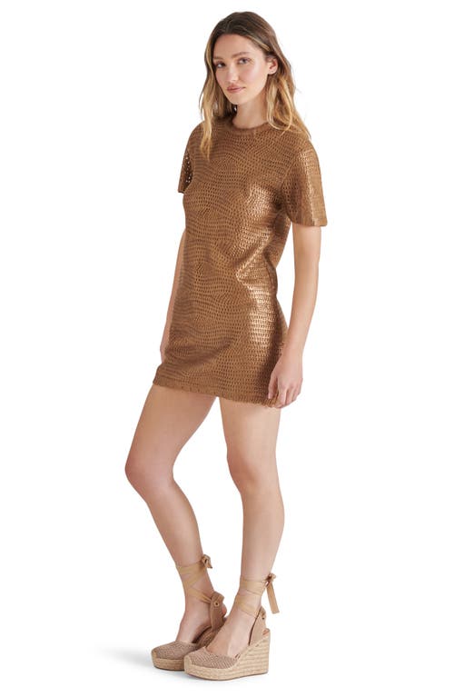 Steve Madden Santana Metallic Knit Minidress In Caramel Cafe
