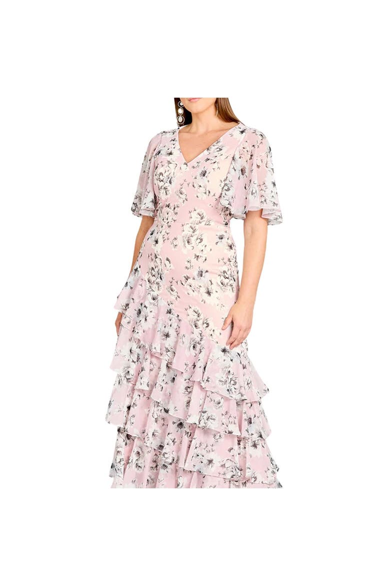 Cape Sleeve Print Dress, Alternate, color, Blush