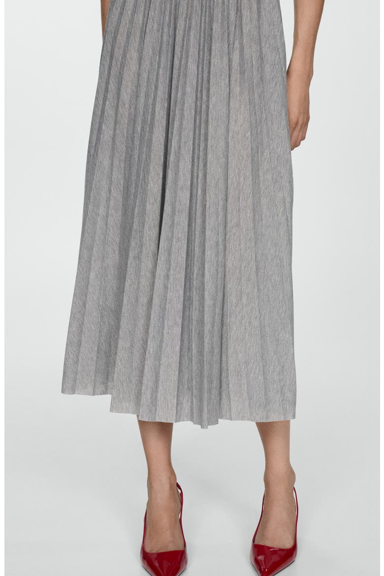 Pleated Heathered Jersey Midi Dress, Alternate, color, MEDIUM HEATHER GREY