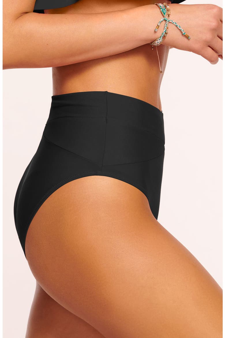 Luella High Waist Bikini Bottoms, Alternate, color, BLACK