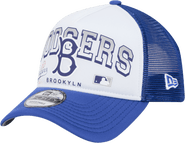 New Era Men's New Era White Los Angeles Dodgers Retro Wordmark 9FORTY A-Frame Trucker Adjustable Hat