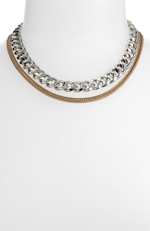 Demarson Bronx Double Chain Necklace In Gold/silver