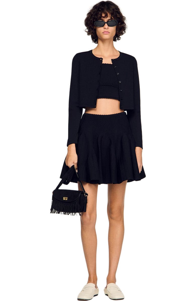 SANDRO Mini Mambo suede bag, Alternate, color, Black