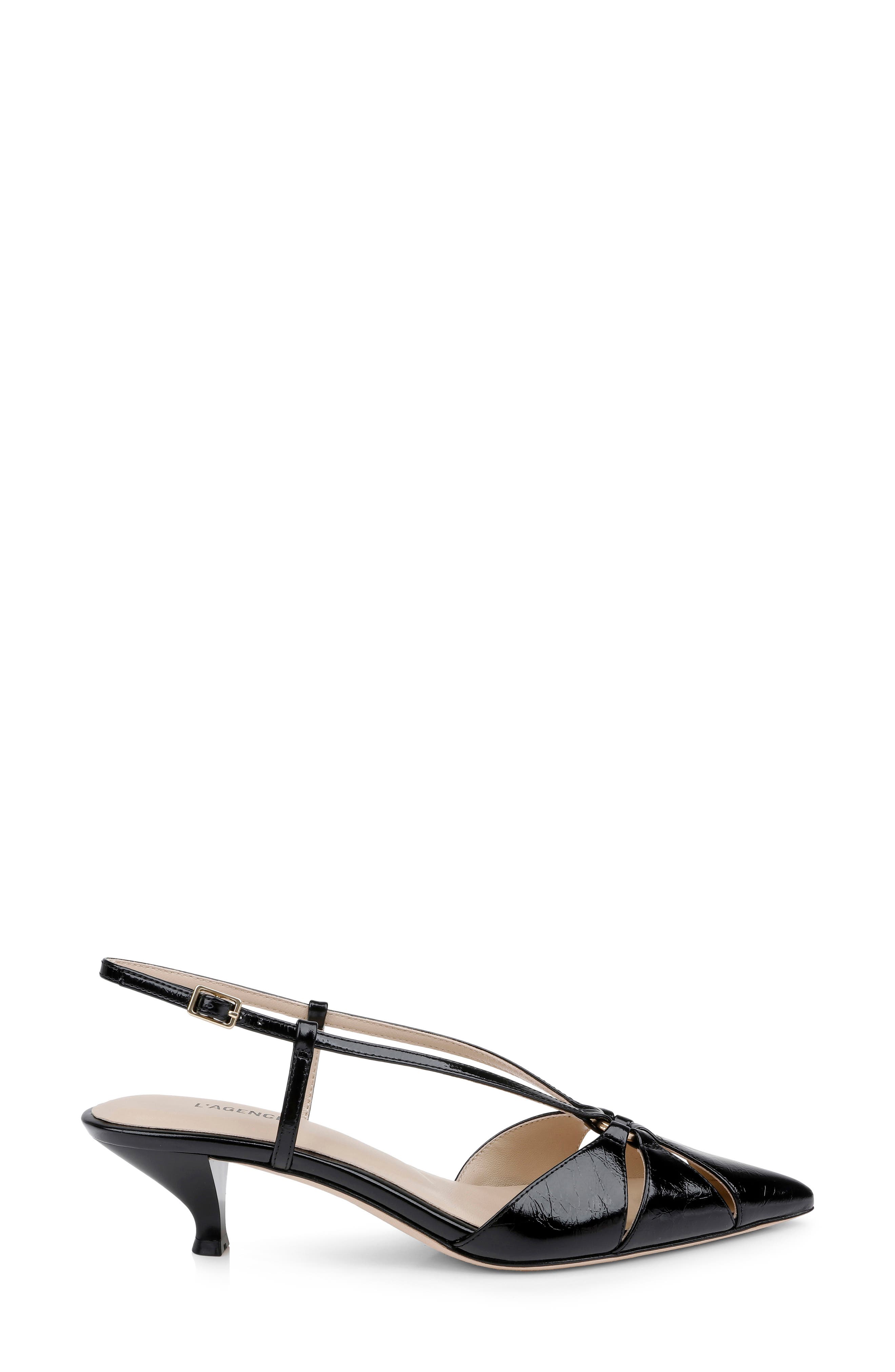 L'AGENCE Adavi Pointed Toe Slingback Pump, Alternate, color, Black Patent