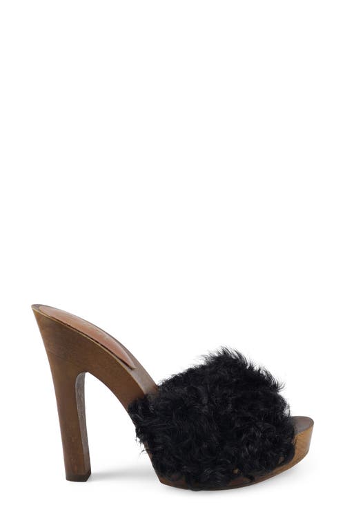 Zigi Genuine Shearling Platform Sandal In Black