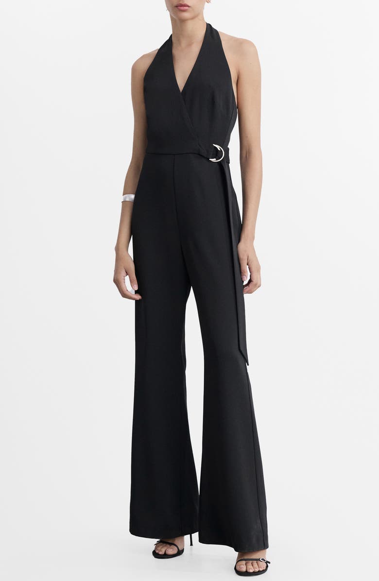 MANGO Halter Neck Jumpsuit, Main, color,