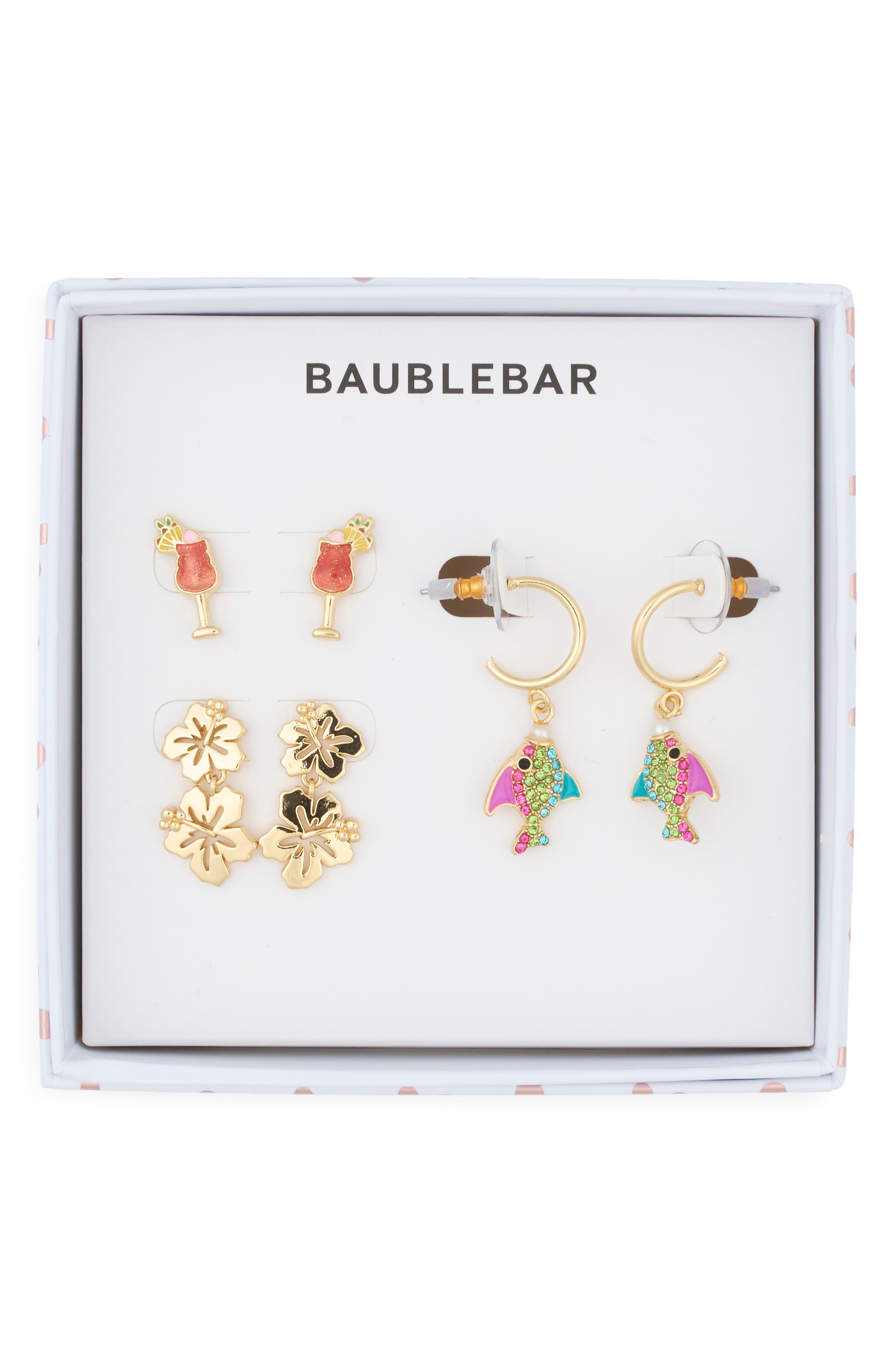 BaubleBar Paradise Found Set of 3 Stud & Drop Earrings