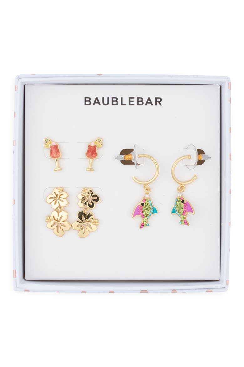 Paradise Found Set of 3 Stud & Drop Earrings, Main, color, MULTI
