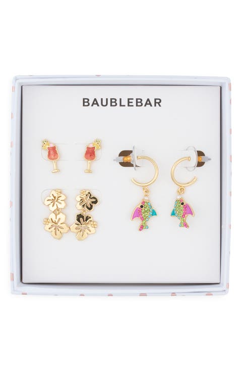 Paradise Found Set of 3 Stud & Drop Earrings