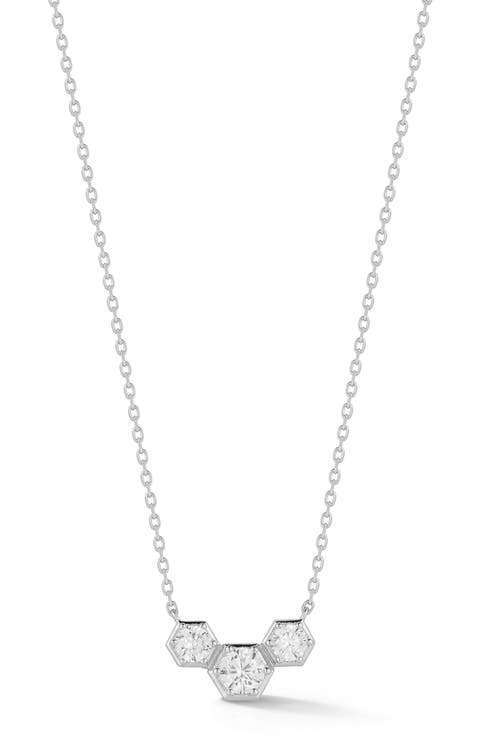 Hexagon Cubic Zirconia Pendant Necklace
