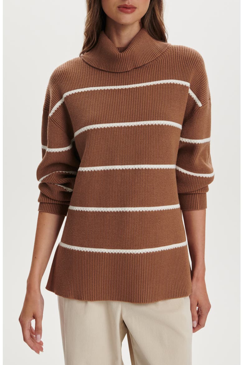 Hamish Split Turtleneck Sweater, Main, color, GOLDEN BRONZE
