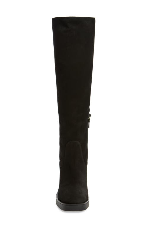 Stuart Weitzman Bethenny Block Heel Tall Boot In Black Sport Suede