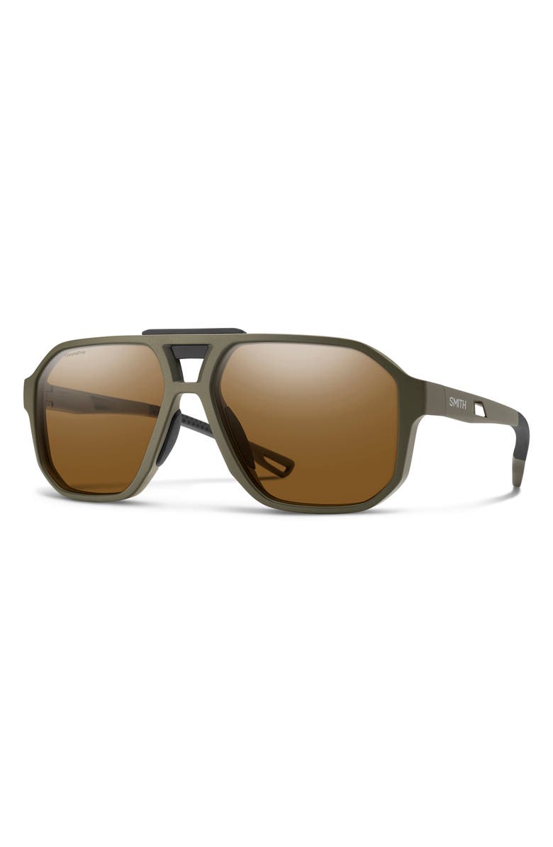 Smith Truss 57mm ChromaPop<sup>™</sup> Polarized Aviator Sunglasses, Alternate, color, Olive Oil / Brown