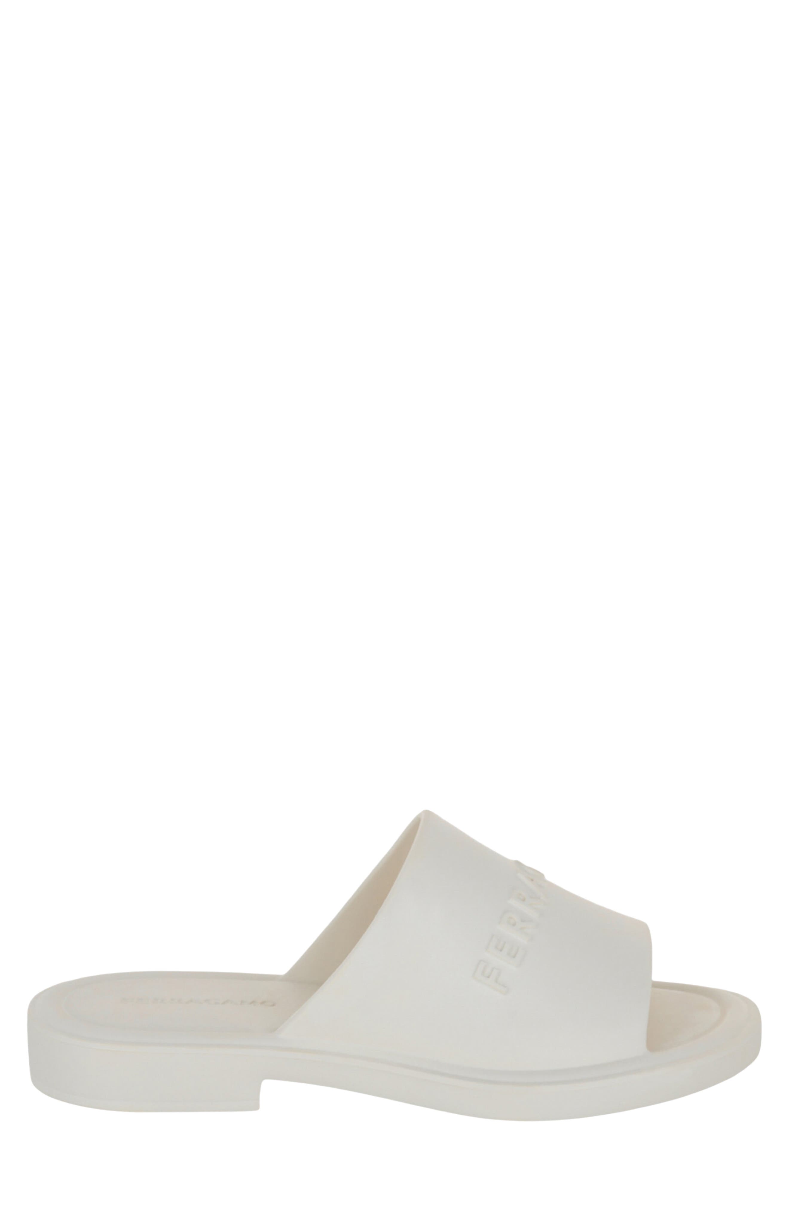 Giuneva Logo Embossed Slide Sandal, Alternate, color, WHITE