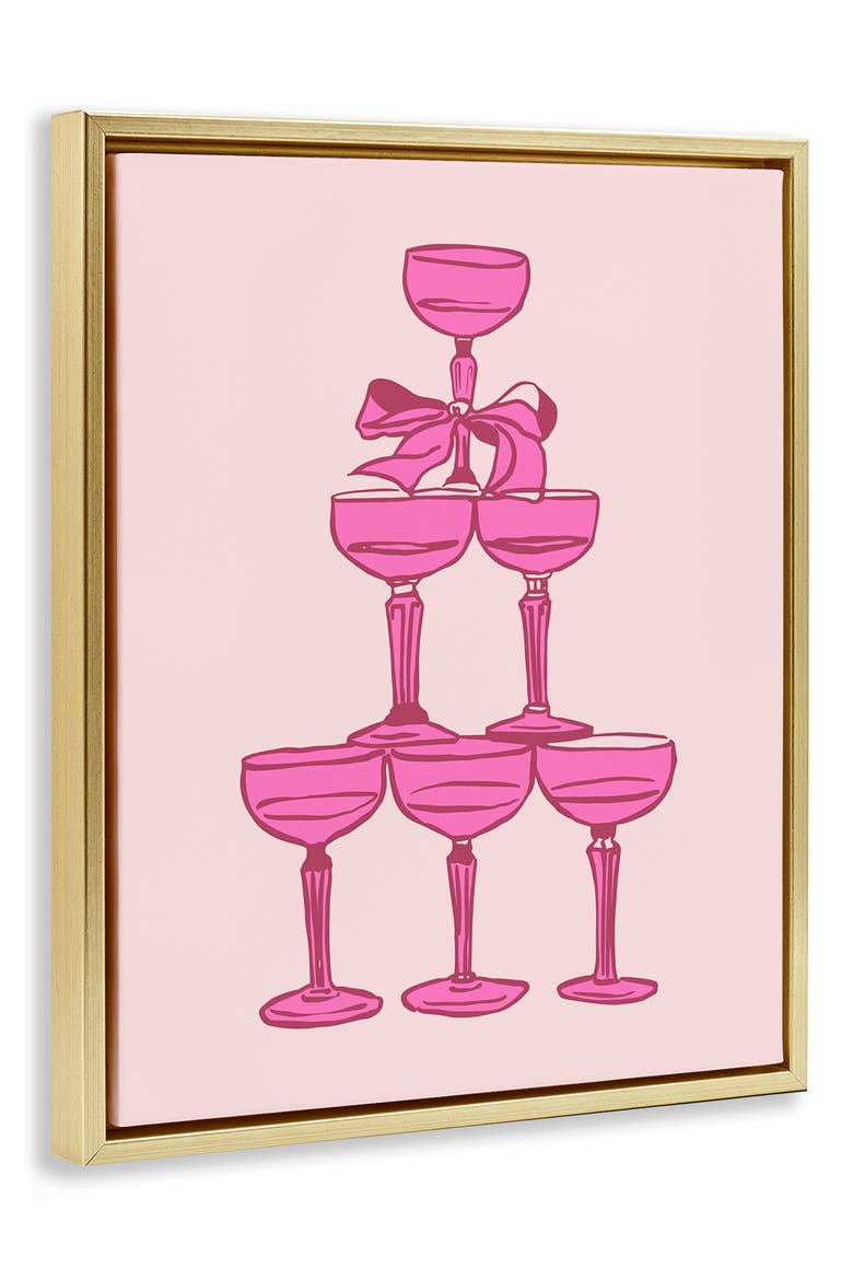 Stacked Champagne Tower Framed Art Print, Alternate, color, PINK