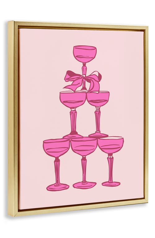 Stupell Industries Stacked Champagne Tower Framed Art Print In Pink