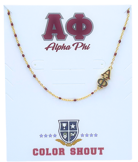 Alpha Phi Greek Letter Side Set Necklace