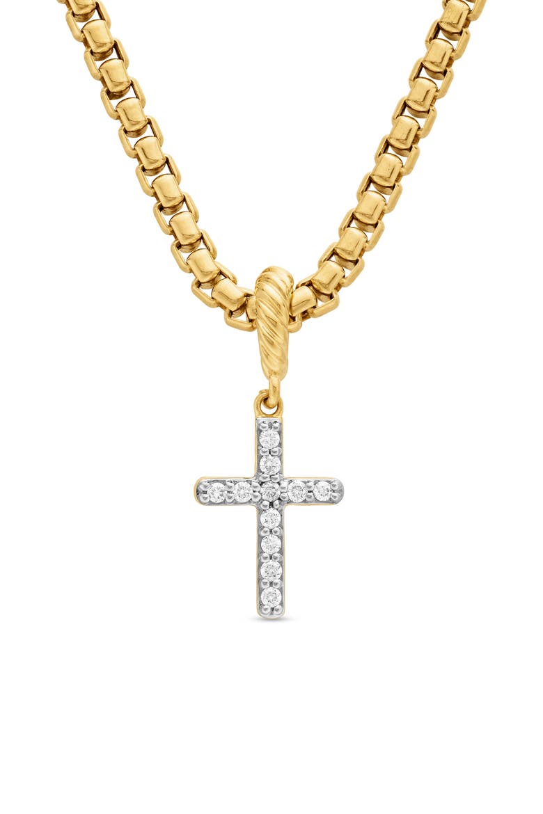 Cable Collectibles® 18K Yellow Gold Cross Pendant with Diamonds, Alternate, color, DIAMOND