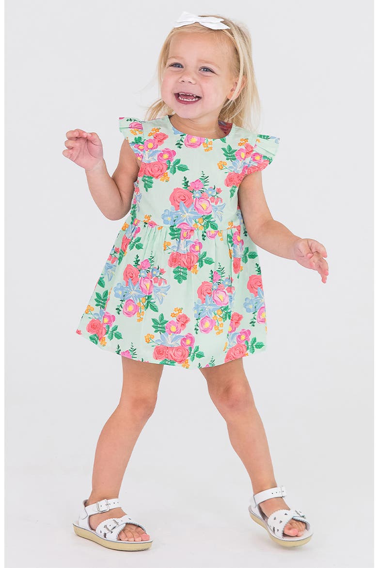 Floral Ruffle Skirted Romper, Alternate, color, GREEN
