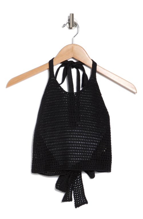 ELAN ELAN OPEN STITCH HALTER CROP COVER-UP TOP 