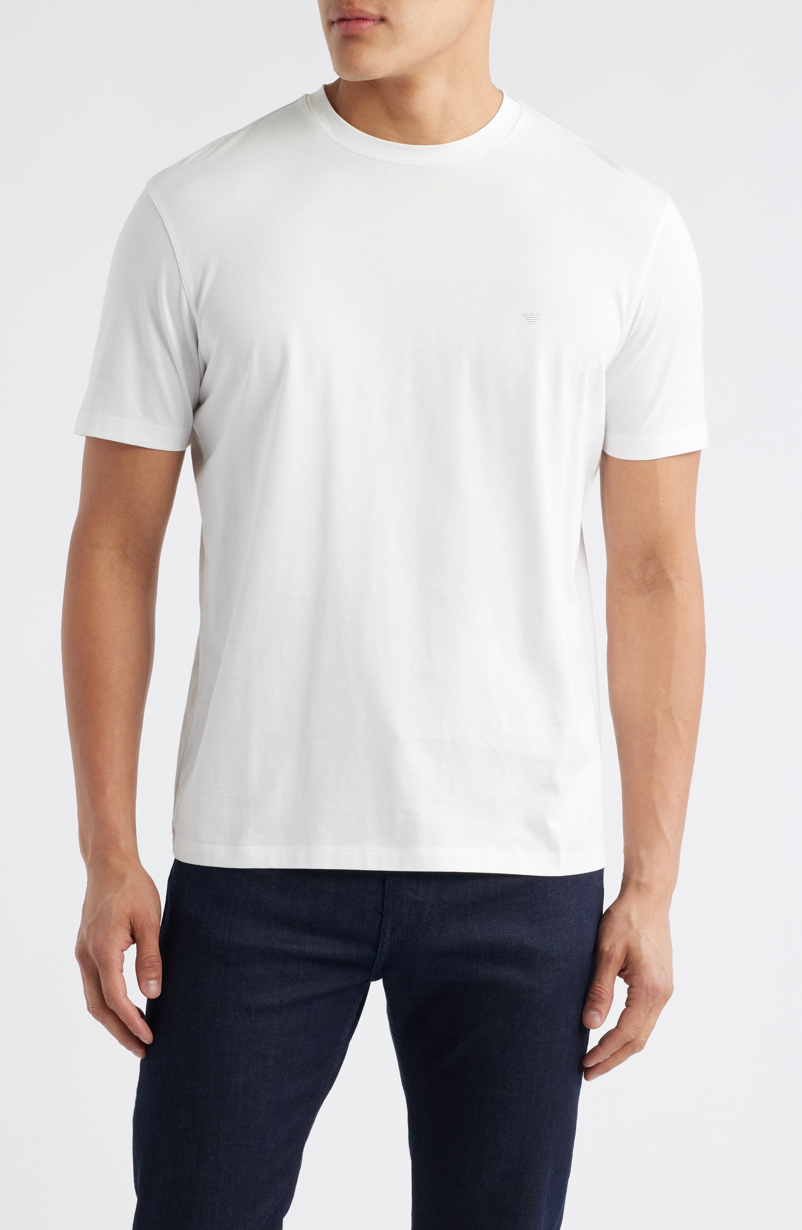Emporio Armani Logo Embroidered Crewneck T-Shirt