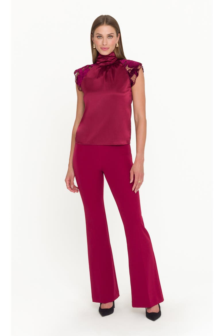 Rachel Velvet Lace Halter Blouse, Alternate, color, Crimson