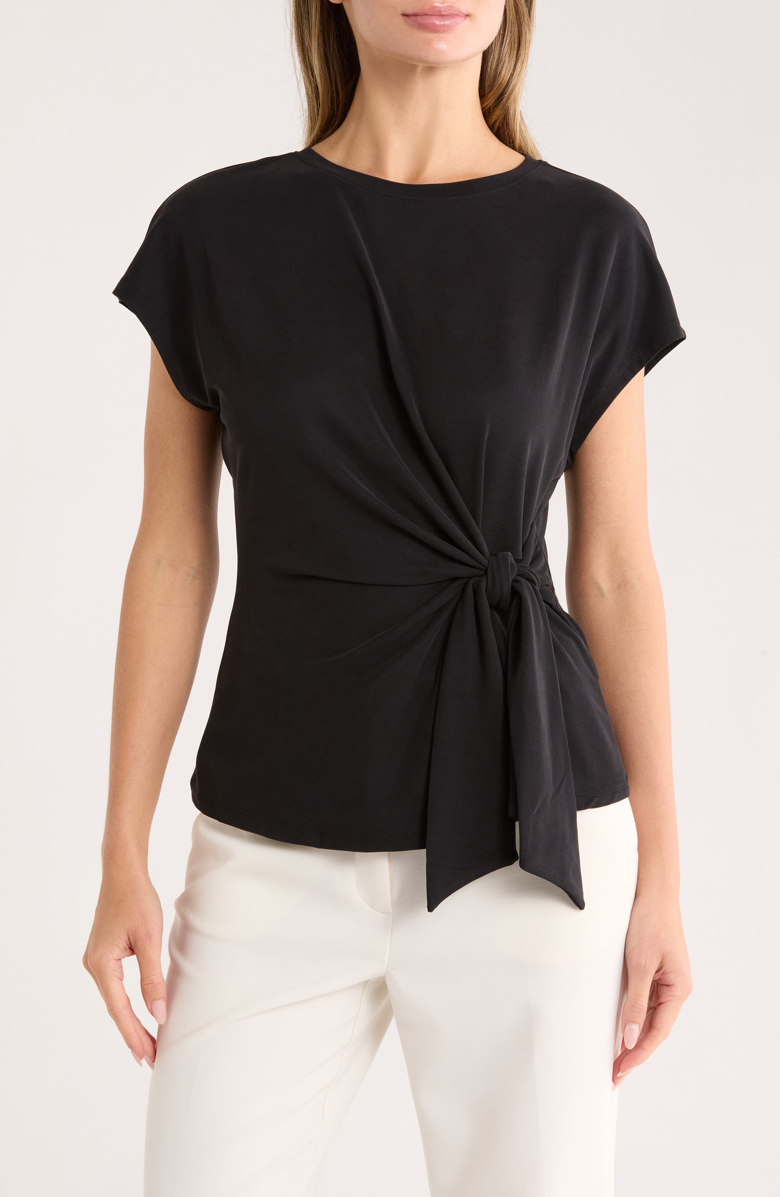 NORDSTROM RACK Short Sleeve Tie Detail Top
