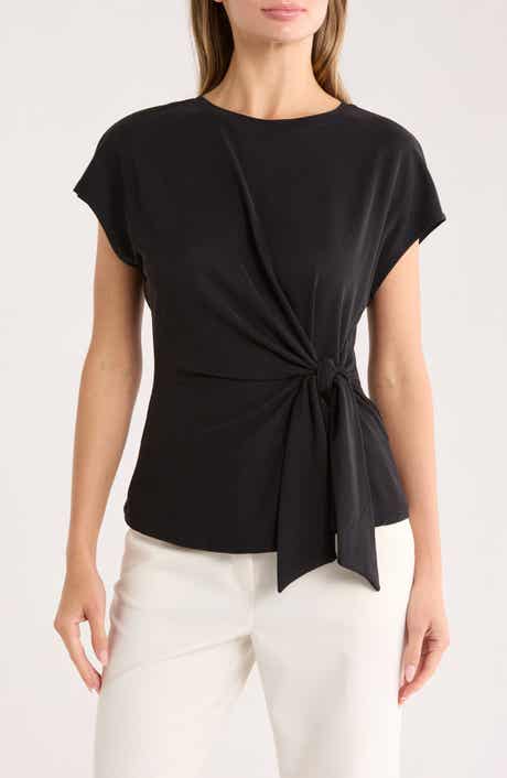 NORDSTROM RACK Short Sleeve Tie Detail Top