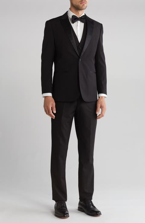 Slim Fit Satin Peak Lapel 3-Piece Tuxedo (Regular & Big)