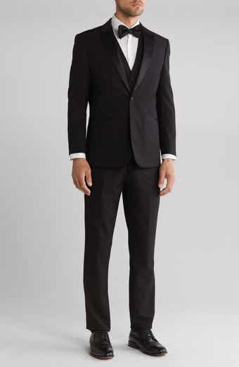 Gino Vitale Slim Fit Satin Peak Lapel 3-Piece Tuxedo